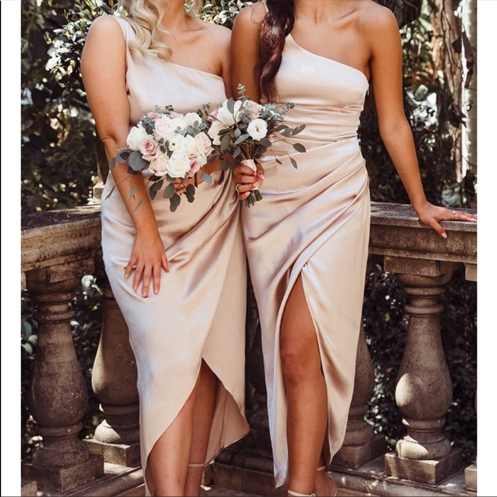 Willow Satin Wrap Dress Champagne